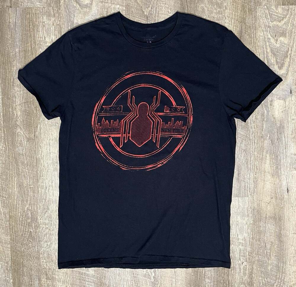 Marvel Spiderman Homecoming Shirt Queens New York Size L Spider Logo 2017
